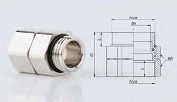 Муфта поворотная M20, арт. WQP-M20