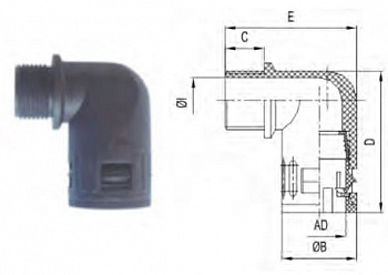 Фитинг угловой M20/AD21.2, арт. WQW-M20G/AD21.2