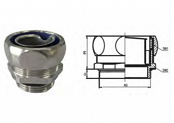 Фитинг прямой M16 для металлорукава экранированного, арт. DPJW1-15-M16