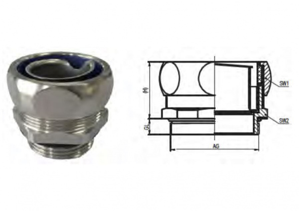 Фитинг прямой для металлорукава экранированного