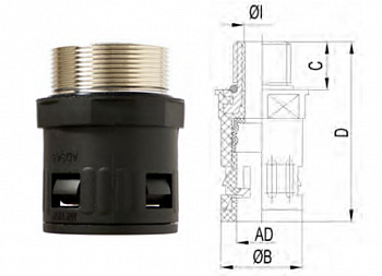 Фитинг прямой M40/AD34.5 с металлической резьбой, арт. WQGM-M40B-8/AD34.5