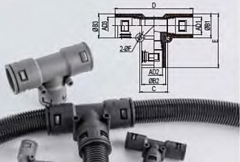 Фитинг-тройник Т-образный AD15.8/15.8x15.8, арт. WQT-PA-AD15.8/2x15.8B